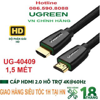 Cáp HDMI 2.0 dài 1M cao cấp hỗ trợ 3D và 4K Ugreen 40408 – Hàng chính hãng Bh 18 tháng