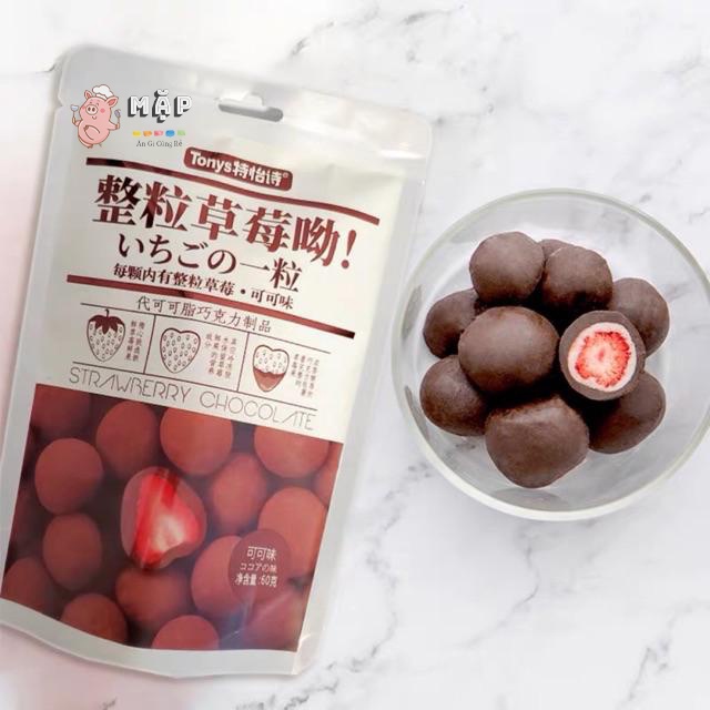 Socola Bọc Dâu Tây 4 Vị Túi 60g - Kẹo Ngọt Trái Cây