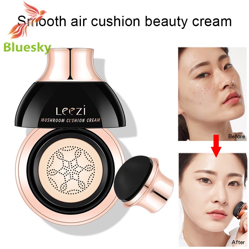 ✨✨ Air Cushion BB Cream Whitening Concealer Oil Control Natural Make Up with Mushroom Puff