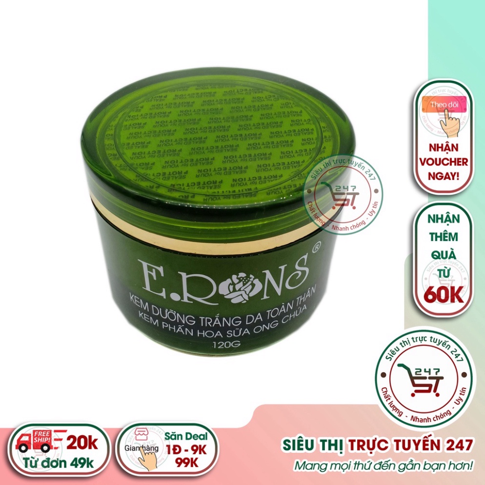 Kem dưỡng trắng da toàn thân Phấn hoa - Sữa ong chúa Erons 120g (Xanh)