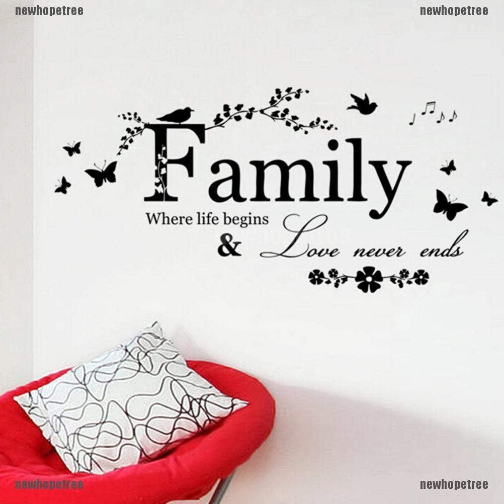 Sticker dán tường nghệ thuật hình chữ Family, dùng trang trí nhà