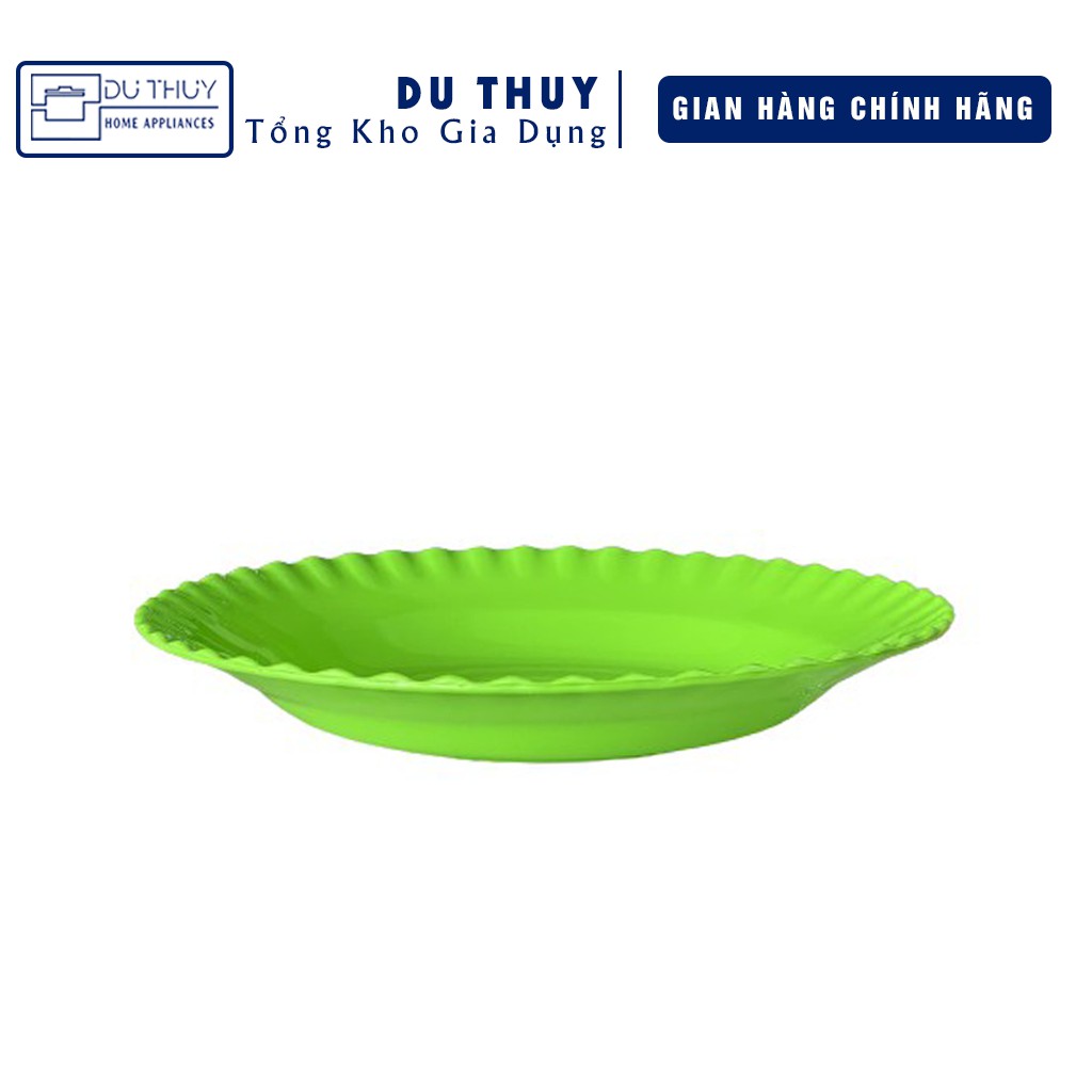 Dĩa nhựa tròn đường kính 10 - 25 cm không nứt vỡ màu xanh, trắng viền lượn sóng đẹp mắt, DĨA NHỰA TRÒN VĨNH PHÁT