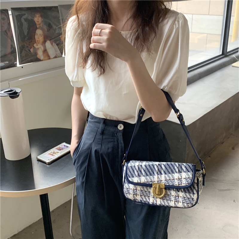 IELGY Túi đeo vai phối khóa cài nam châm kiểu dáng thời trang thanh lịch cho nữ