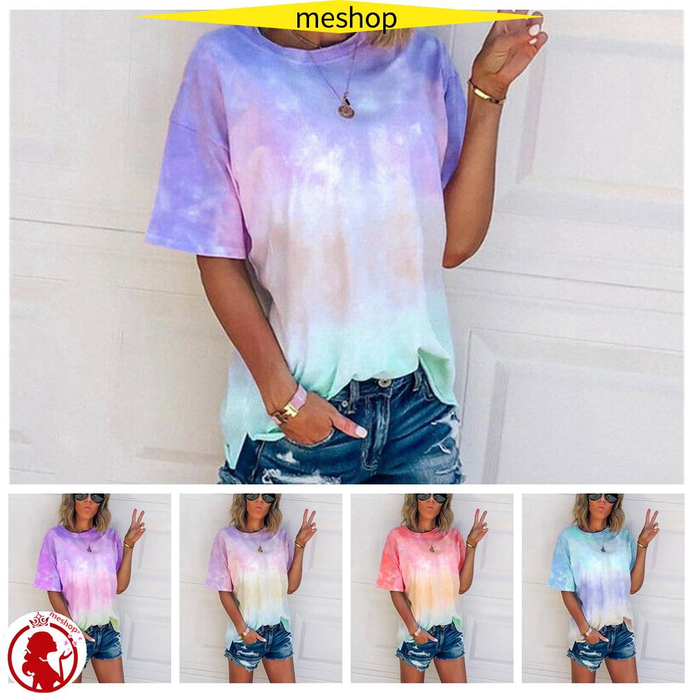 🍒ME🍒 Plus Size Ladies Casual loose t-shirt Gradient color Womens Summer Shirts | BigBuy360 - bigbuy360.vn