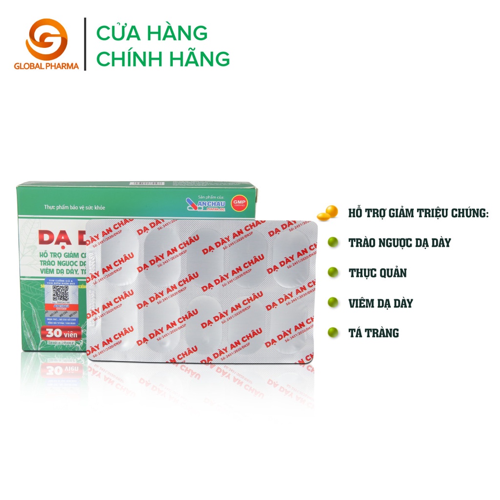 Dạ dày An Châu hỗ trợ các triệu chứng viêm dạ dày, trào ngược dạ dày thực quản, tá tràng 30 viên - AC003