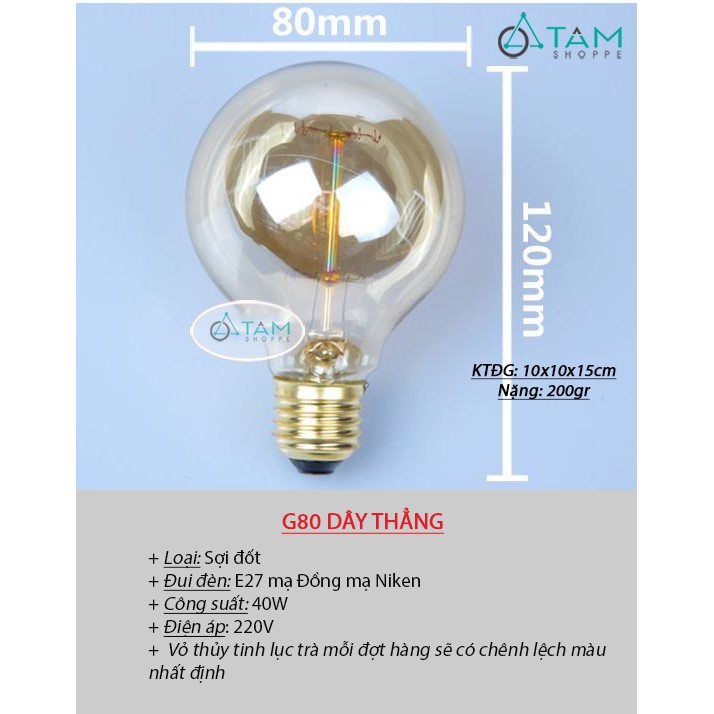 Bóng đèn sợi tóc Edison Tròn G80 TTTM