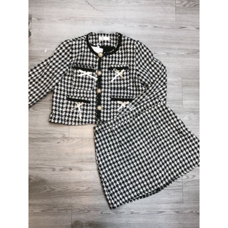 Set dạ nơ bé, set dạ tweed cao cấp, set dạ chân váy