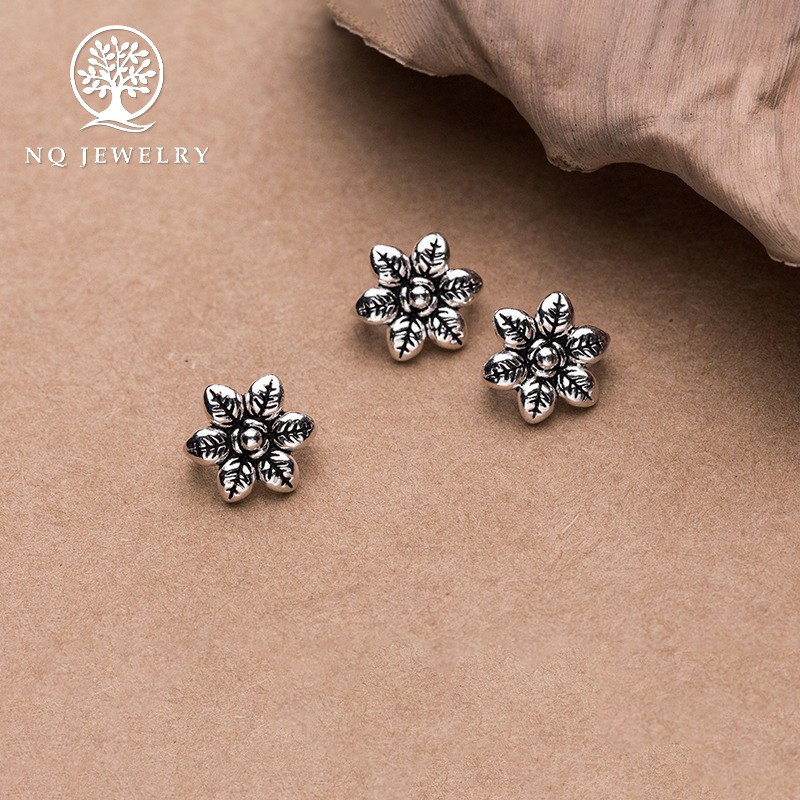 Charm bạc khóa liên kết vòng tay, dây chuỗi hình bông hoa - NQ Jewelry