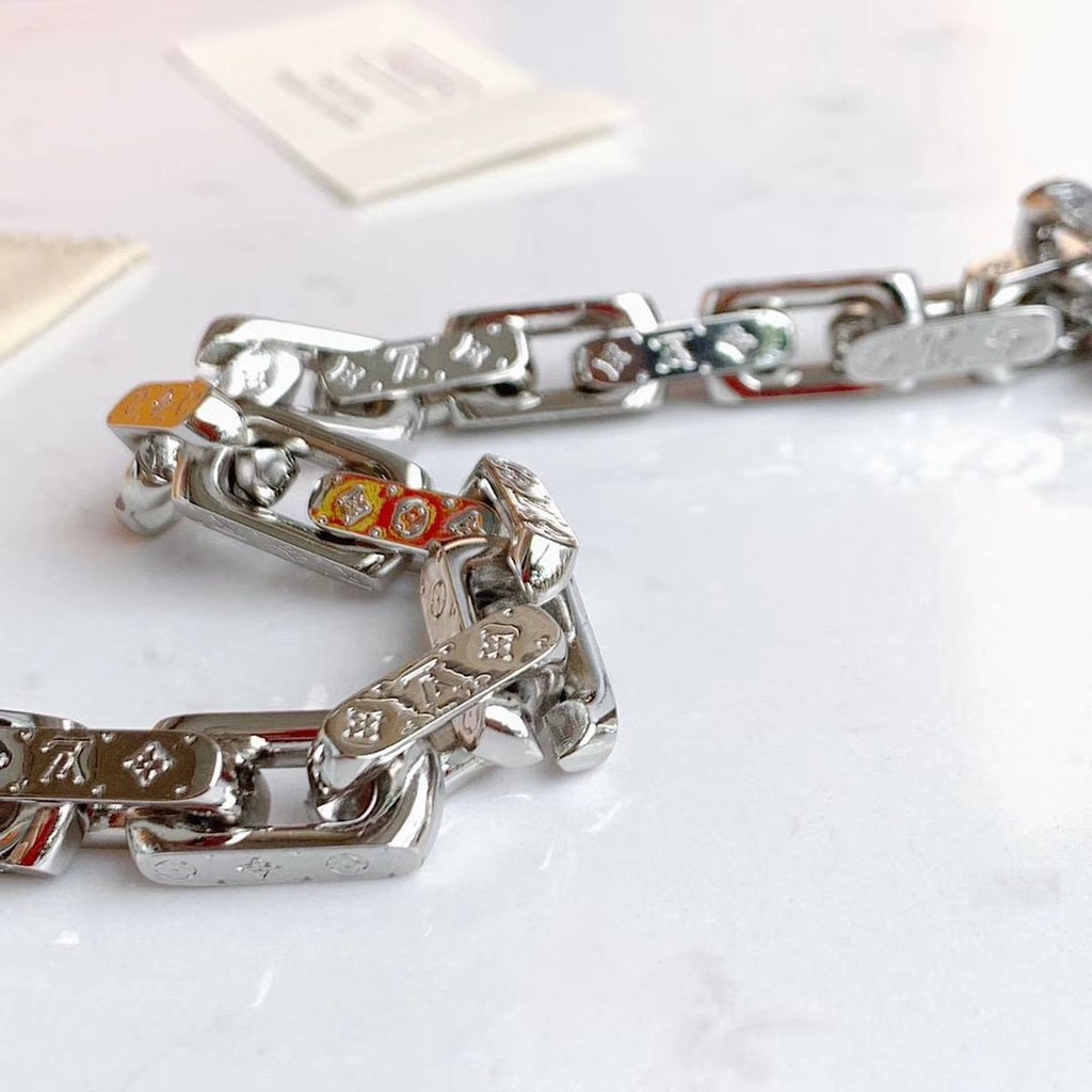 Vòng tay dạng xích nhiều màu bằng kim loại 21cm cho unisex