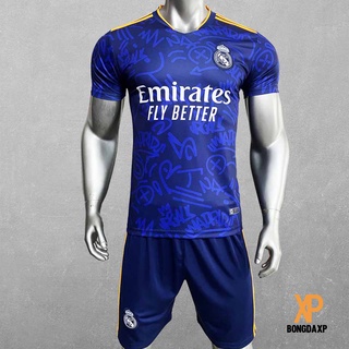Quần áo bóng đá, đồ đá banh CLB Real Madrid Xanh đen Vải thun lạnh cao cấp