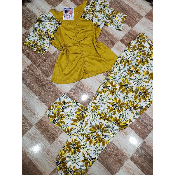 Bộ thiết kế Quỳnh Anh áo thun borip xịn phối vải mango