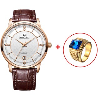 ( Tặng Kèm Nhẫn Nam Ngẫu Nhiên ) Đồng Hồ Nam PAGINI PA16688 Dây Da Cao Cấp Mặt Kính Chống Xước