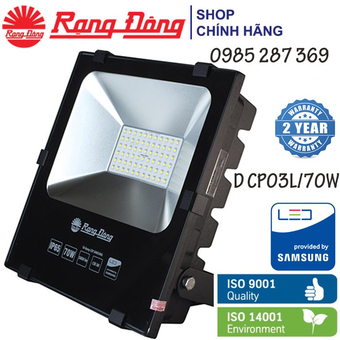 Đèn Pha LED Rạng Đông 70W IP 65, Chống Bụi, Chống Nước, ChipLED Samsung