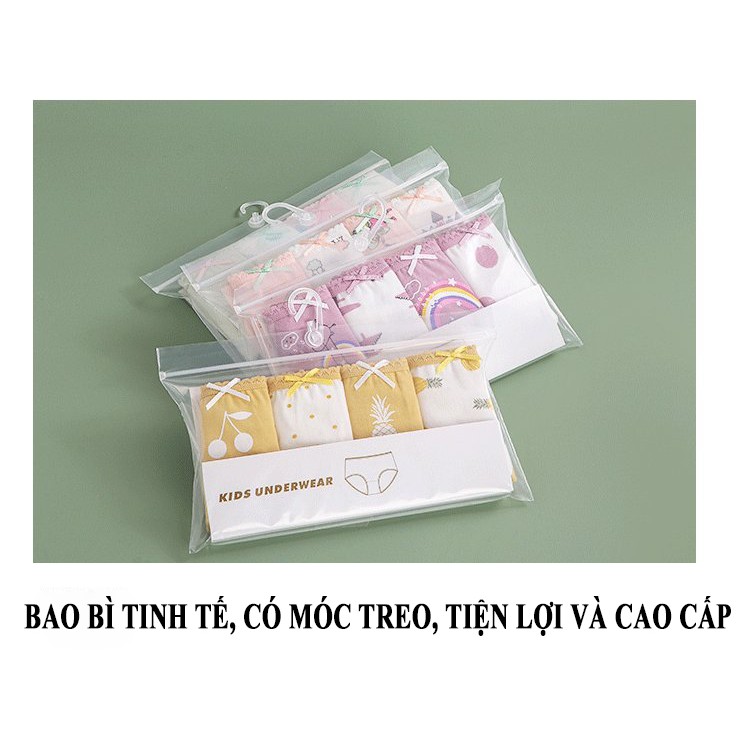 Set 4 quần chip tam giác SIÊU ĐẸP, hàng cao cấp, thoáng mát co giãn thấm mồ hôi cho bé gái QL08