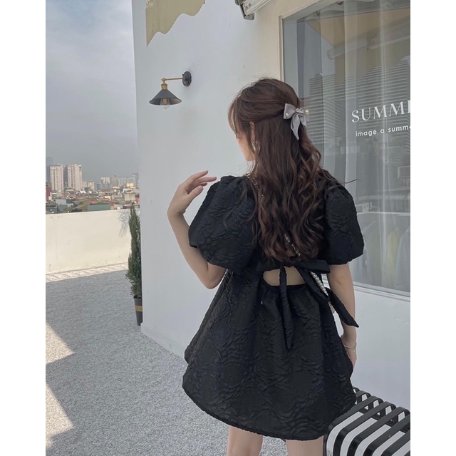 Set gấm nơ lưng hoạ tiết nổi Jna Official