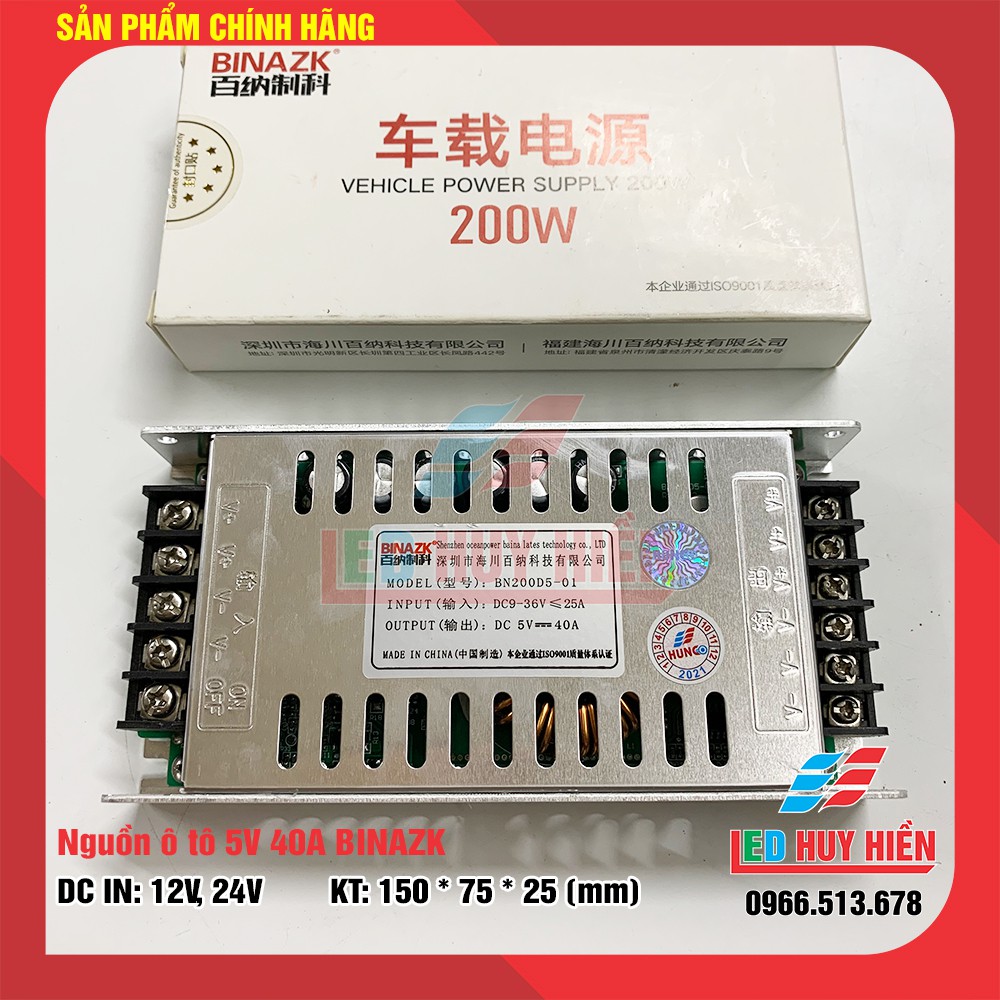 mạch nguồn hạ áp 5v 40A (200W) BINAZK chuyên ô tô (Nguồn 5V40A BINAZK dùng cho module led, Led)