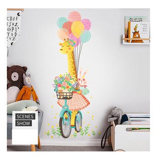 (MỚI ) Decal Hàn Quốc dán tường cho bé siêu cưng- Hươu thả bong bóng