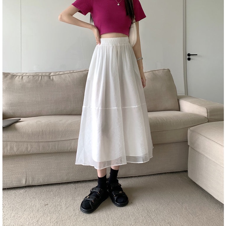 Chân Váy Dáng Chữ a Phong Cách Hàn Quốc 175286 Chân Váy Dài Qua Gối Lưng Cao Dáng Rộng Thời Trang Cho Nữ
