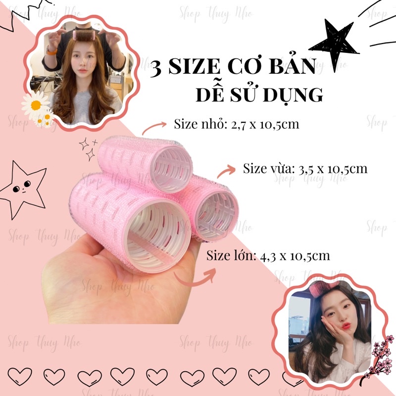 [CAO CẤP] Ống dính,Lô cuốn tóc Hàn Quốc lõi nhôm siêu to dài tự dính uốn mái cỡ lớn 3 size tiêu chuẩn làm tóc salon