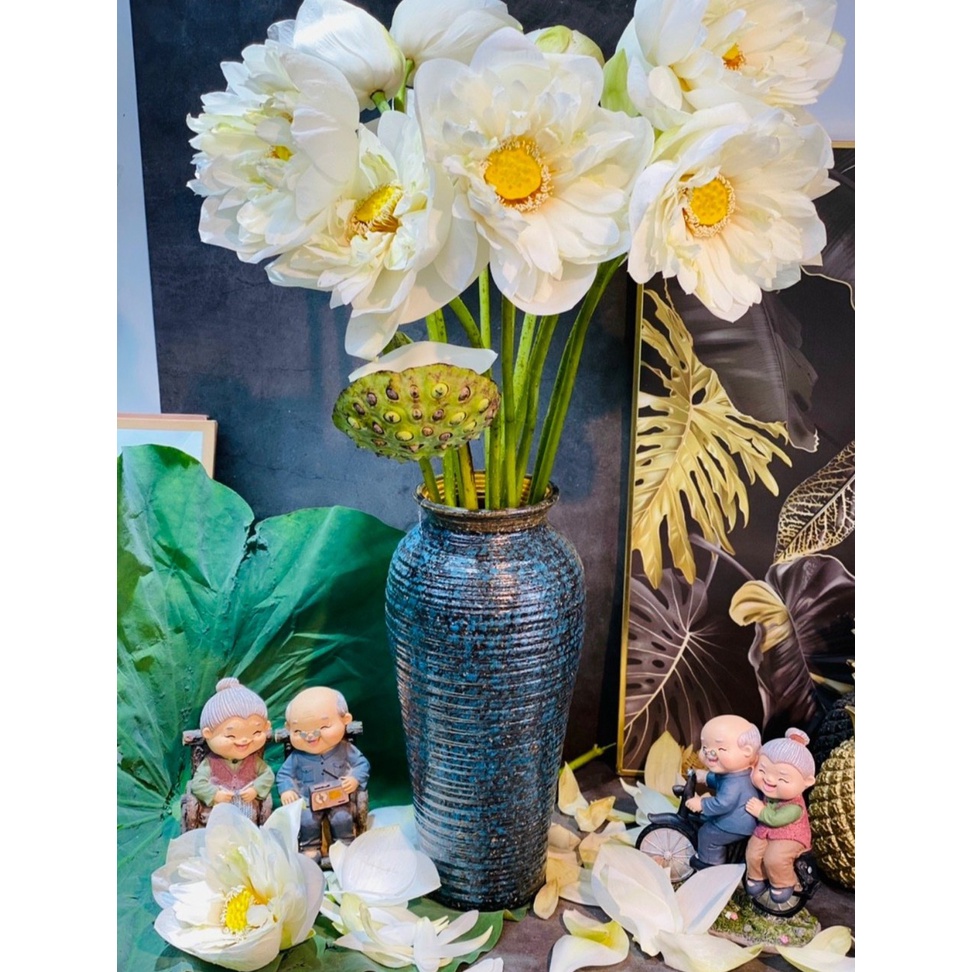 Bình hoa gốm Bát Tràng dáng bom 34 cm - Nhiều màu - Lọ hoa decor trang trí cao cấp Yumi Shop YM203