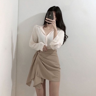 Chân váy công sở cách điệu vạt chéo