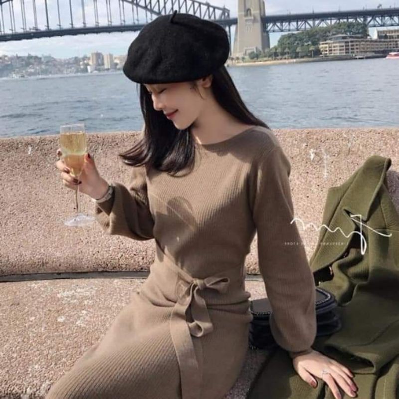 VÁY LEN DÁNG DÀI EO THẮT NƠ NỮ