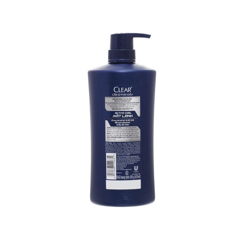 Dầu tắm gội Clear Men 3 in 1 630G Active Cool, Active Clean | Huyhangshop
