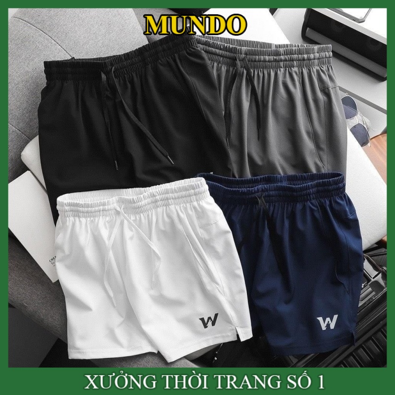 Quần đùi nam vải dù gió, Quần đùi nam gió co giãn nhẹ mát có khóa túi tiện dụng thể thao hay mặc nhà - MUNDO