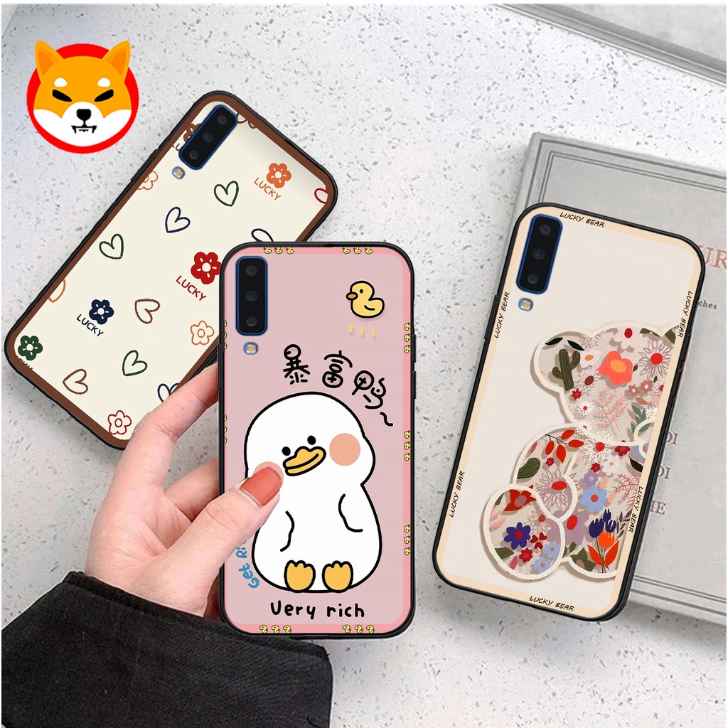 Ốp Samsung A7 2018 / A9 2018 in hình gấu , trái tim , vịt cute duck dễ thương