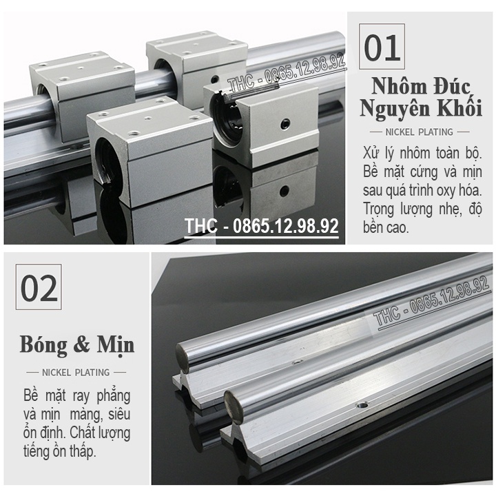 Thanh Ray Trượt Tròn Có Đế SBR16  Ray Trượt Thép Chịu Tải Cao Chống Rỉ Xước