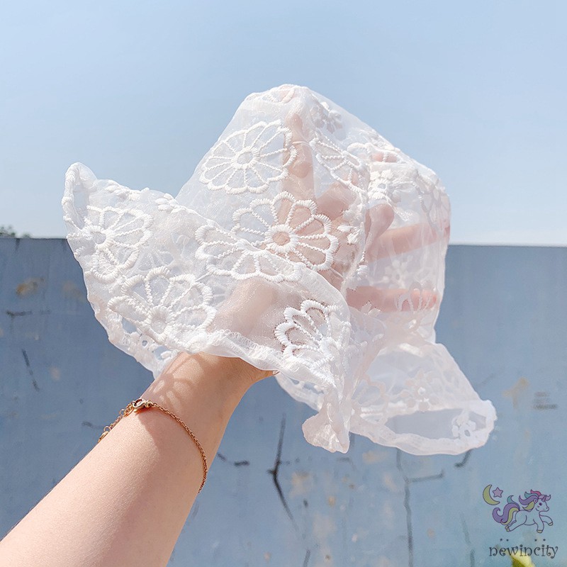 Mũ Đi Biển Phối Lưới Thoáng Khí Kiểu Hàn Quốc Dễ Thương Cho Bé Gái