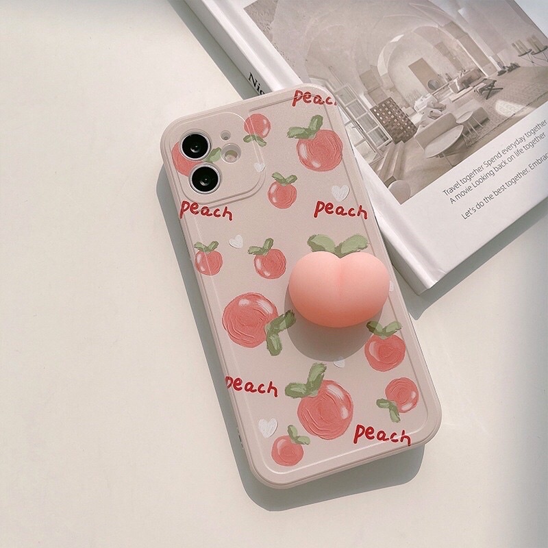 Ốp silicon đào nổi bóp mềm dễ thương iphone11 7/8plus X Xr Xsmax 12 12promax