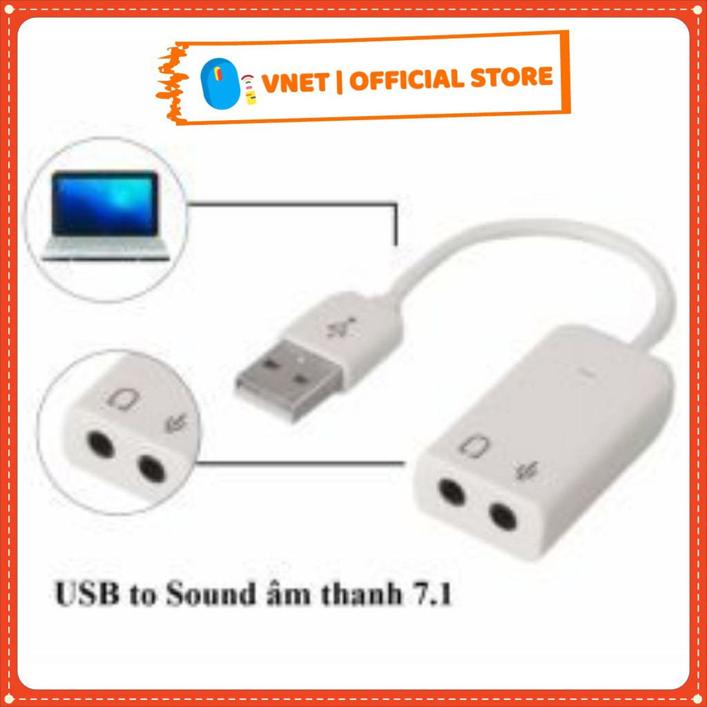 Cáp chuyển USB Sound Dây 7.1 - chuyển đổi tín hiệu từ usb sang âm thanh mới 100% VNET-SD03