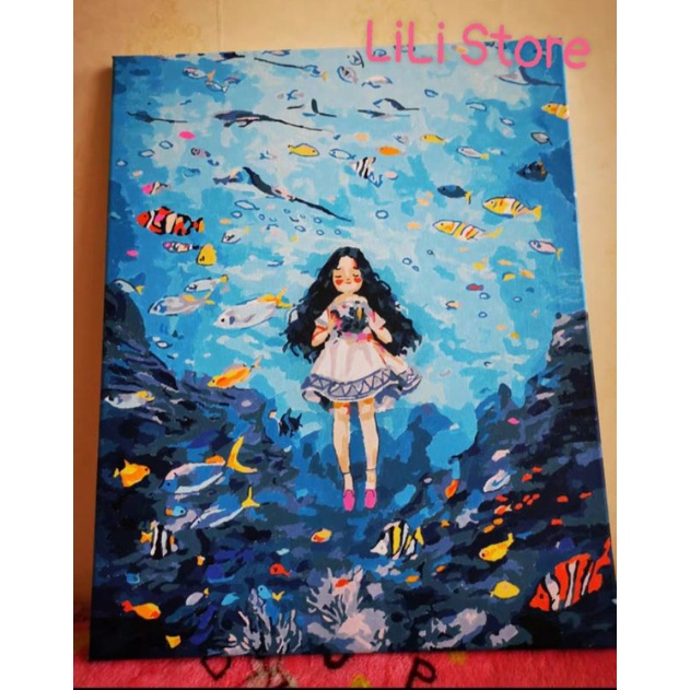 [SẴN 20 mẫu] Tranh sơn dầu số hóa DIY khổ 40x50cm khung căng sẵn FOREST GIRLS