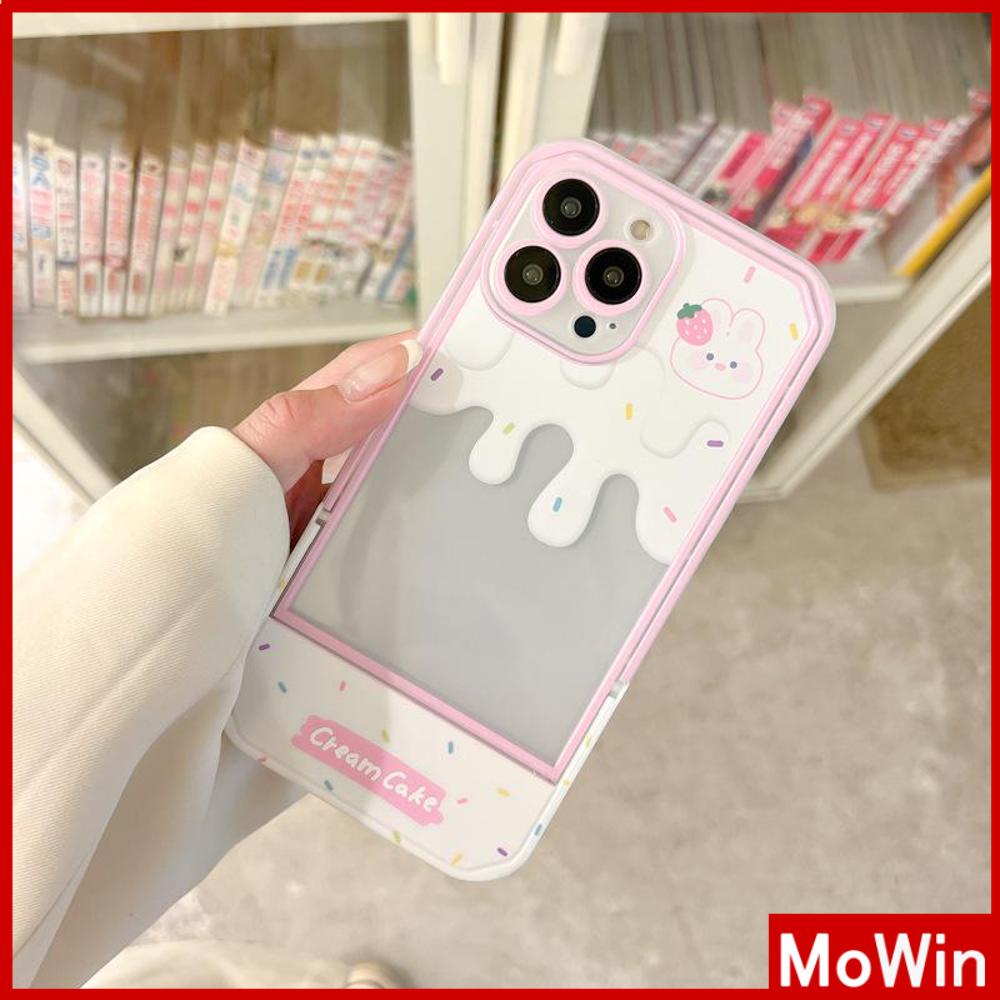 iPhone Case Acrylic Invisible Folding Stand Silicone Soft Case Airbag Shockproof Cover Camera Cream Bunny Cute Compatible For iPhone 11 Pro Max 13 Pro Max 12 Pro Max 7Plus xr XS