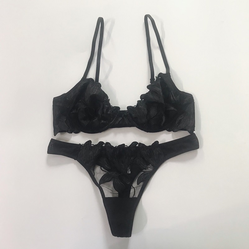 DUNEA Bộ Đồ Lót Siêu Mỏng Thêu Họa Tiết Ba Chiều Quyến Rũ Cho Nữ