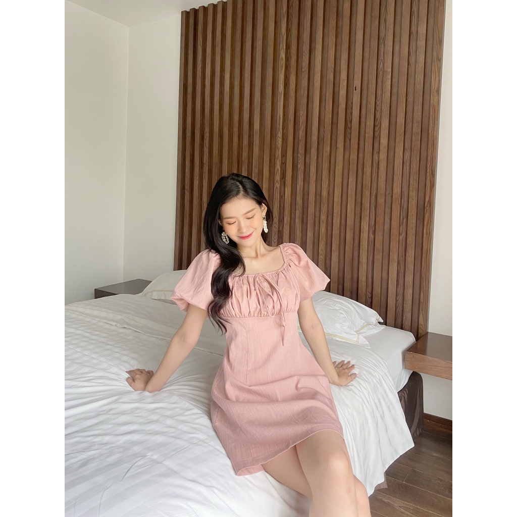 YU CHERRY | Đầm tay phồng nữ cột dây mặc được hai kiểu Suri Square Neck Dress YD166