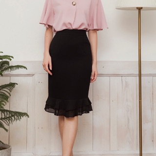 Chân váy công sở phối bèo