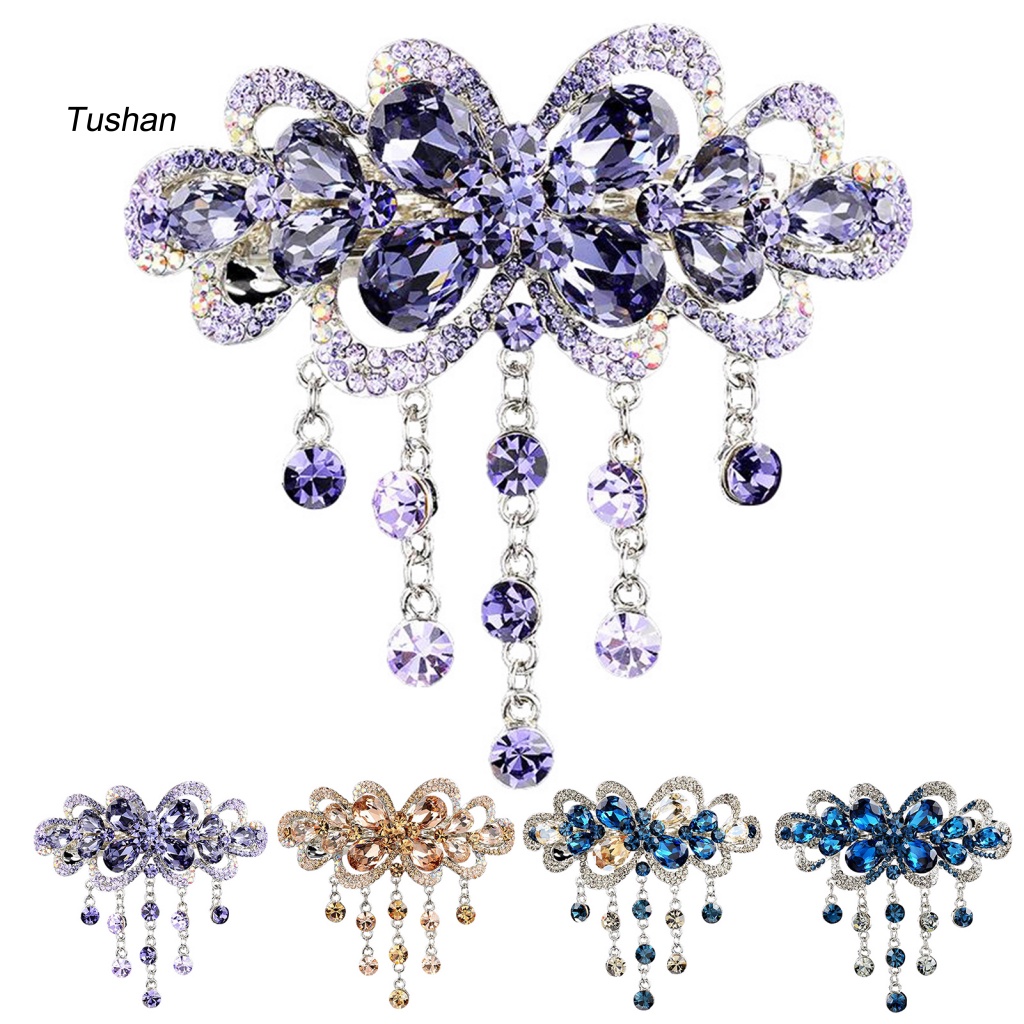 Kẹp Tóc Hợp Kim Họa Tiết Hình Học Đính Đá Thời Trang Cho Nữ