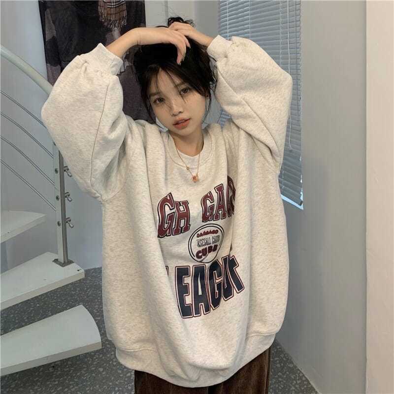 Áo sweater nỉ bông chi tiết phong cách mùa đông Âu Mỹ