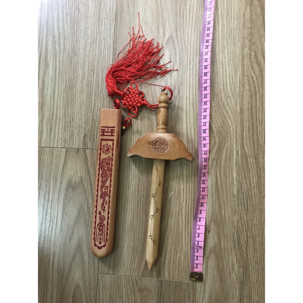kiếm gỗ đào thất tinh 28cm -  vật phẩm phong thủy cam kết hàng đẹp