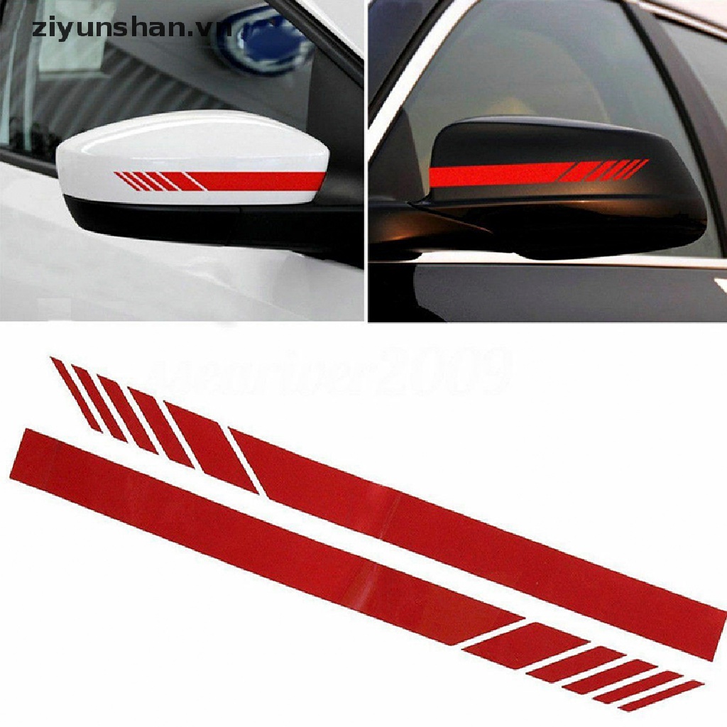 Bộ 2 Đề Can Vinyl Họa Tiết Sọc Dán Gương Chiếu Hậu Xe Hơi DIY