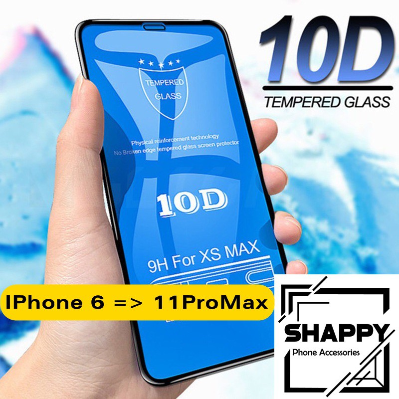 [Loại Xịn] Kính Cường Lực 10D Full Bóng IPhone 11/11Pro/11ProMax Chống Bụi Cảm Biến [Shappy Shop] SPABC