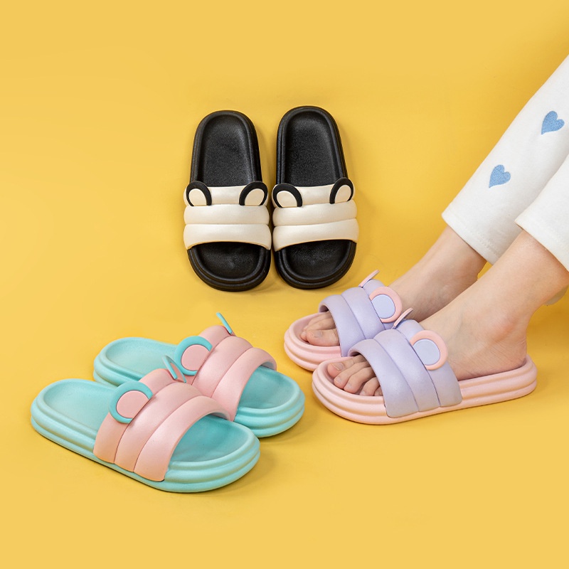 Dép Đi Trong Nhà Hình Tai Gấu Dễ Thương Thời Trang Xuân Hè Cho Cặp Đôi