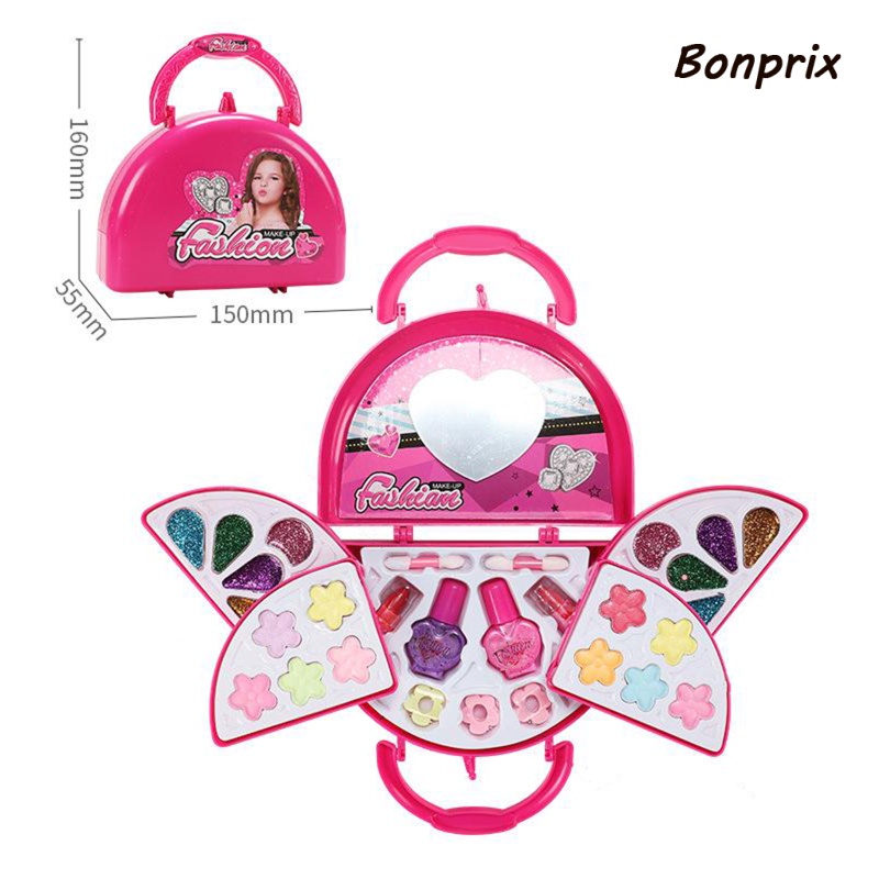 [Hàng mới về] Bộ mỹ phẩm đồ chơi bảng phấn mắt kem lót sơn móng tay son môi rửa được không độc hại có gương cho bé gái