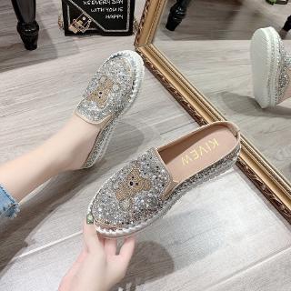 Dép Bít Mũi Đính Đá Lấp Lánh Thời Trang Cho Nữ