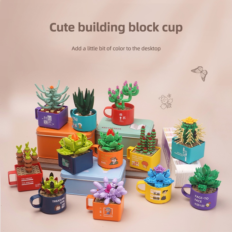 Bộ Đồ Chơi Xếp Hình Chậu Cây Mọng Nước Dành Cho Trẻ