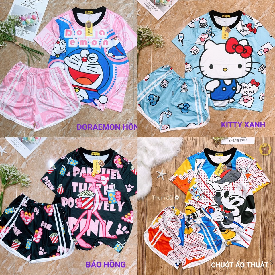Set trang phục pijama đồ bộ đùi 3D thun lạnh thái freesize cao cấp | BigBuy360 - bigbuy360.vn