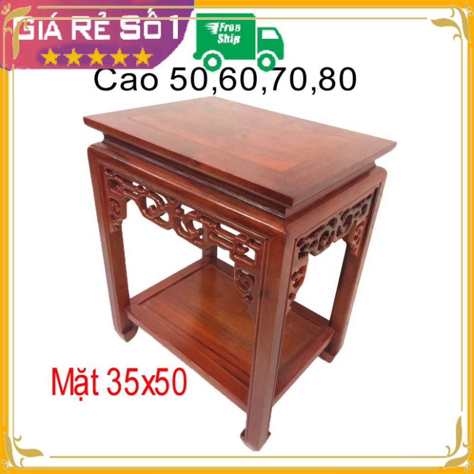 Đế kiểu chiện chữ nhật kê phong thủy gỗ giác mặt 35x50