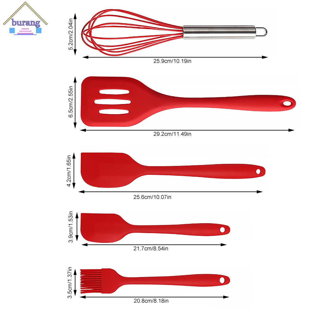 Set 5 dụng cụ nhà bếp bằng silicon an toàn tiện dụng